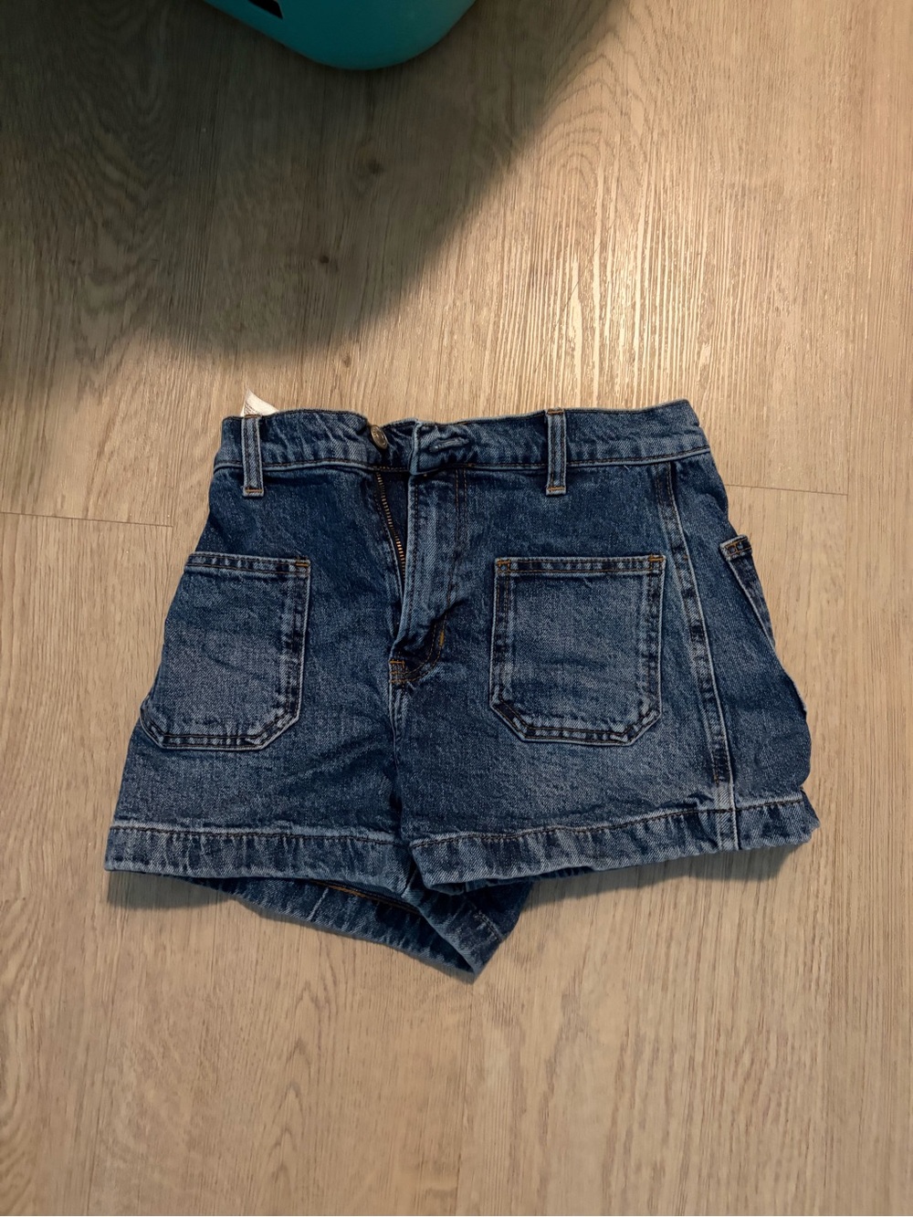 Reformation Dark Blue Denim High-Rise Jean Shorts